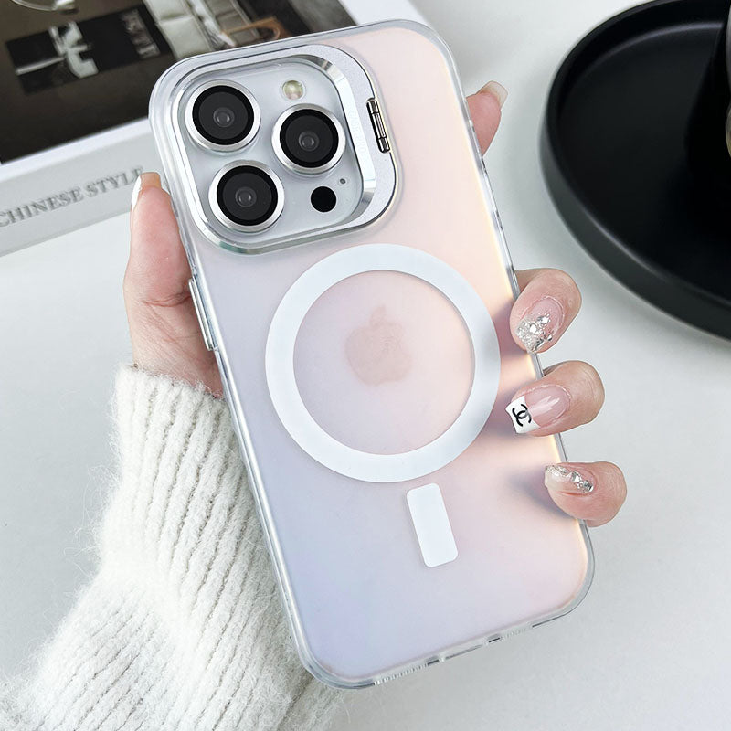 For iPhone 12 / 12 Pro Case Camera Kickstand IMD PC+TPU Phone Cover Compatible with MagSafe - Purple For iPhone 12 / 12 Pro Case Camera Kickstand IMD PC+TPU Phone Cover Compatible with MagSafe - Purple